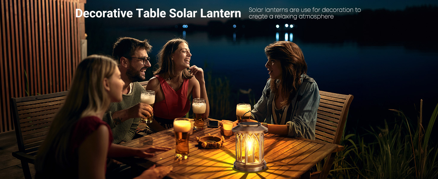 Factory New Design Solar Lantern Outdoor Waterproof Flickering Flames LED Solar Lights for Yard Patio Garden Decor