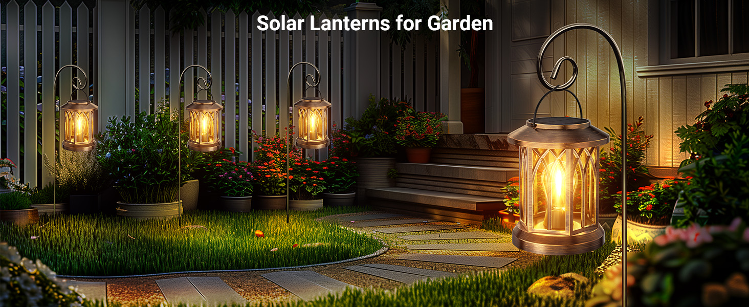 Factory New Design Solar Lantern Outdoor Waterproof Flickering Flames LED Solar Lights for Yard Patio Garden Decor