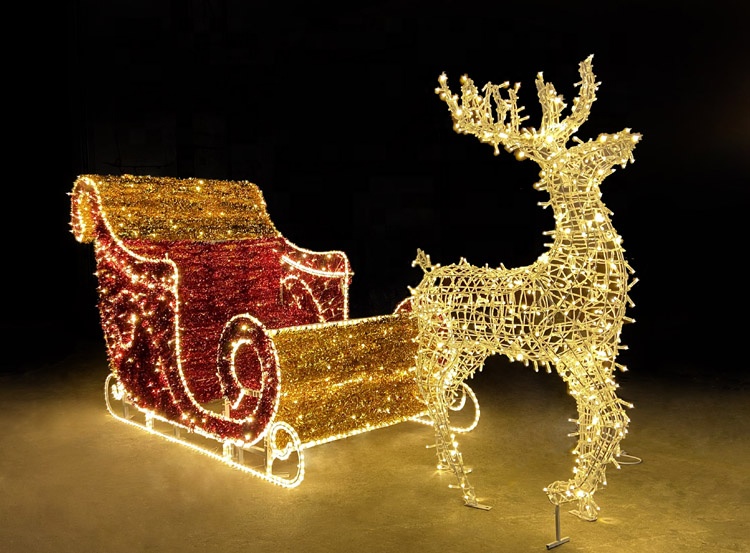 Outdoor Waterproof Garden Street Landscape 3d LED Motif Rope Lamp Giant Reindeer Christmas Luminous Decoration Lights