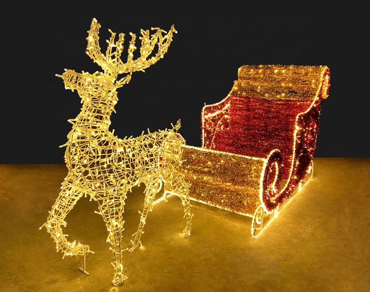 Outdoor Waterproof Garden Street Landscape 3d LED Motif Rope Lamp Giant Reindeer Christmas Luminous Decoration Lights
