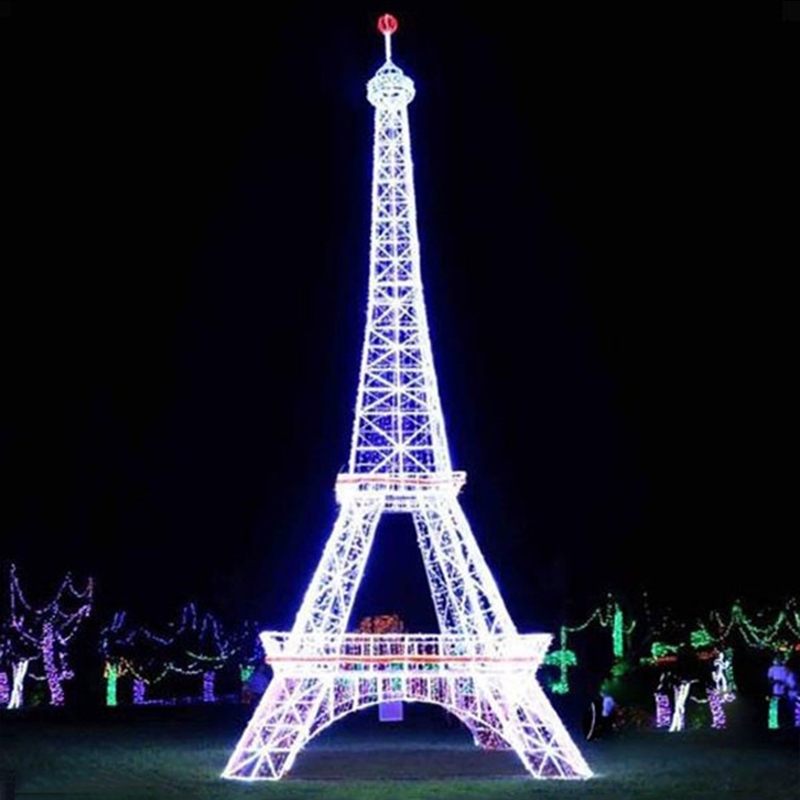 2023 New Products Outdoor Wedding Christmas Wholesale New Year 3D Pole Eiffel Tower LED Sculpture Decorative Rope Motif Lights