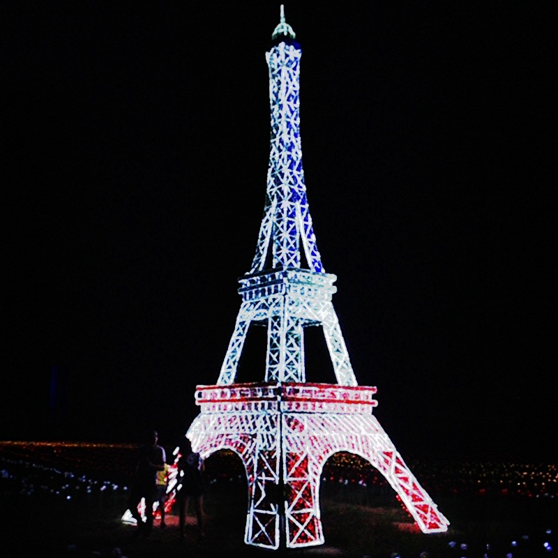 2023 New Products Outdoor Wedding Christmas Wholesale New Year 3D Pole Eiffel Tower LED Sculpture Decorative Rope Motif Lights