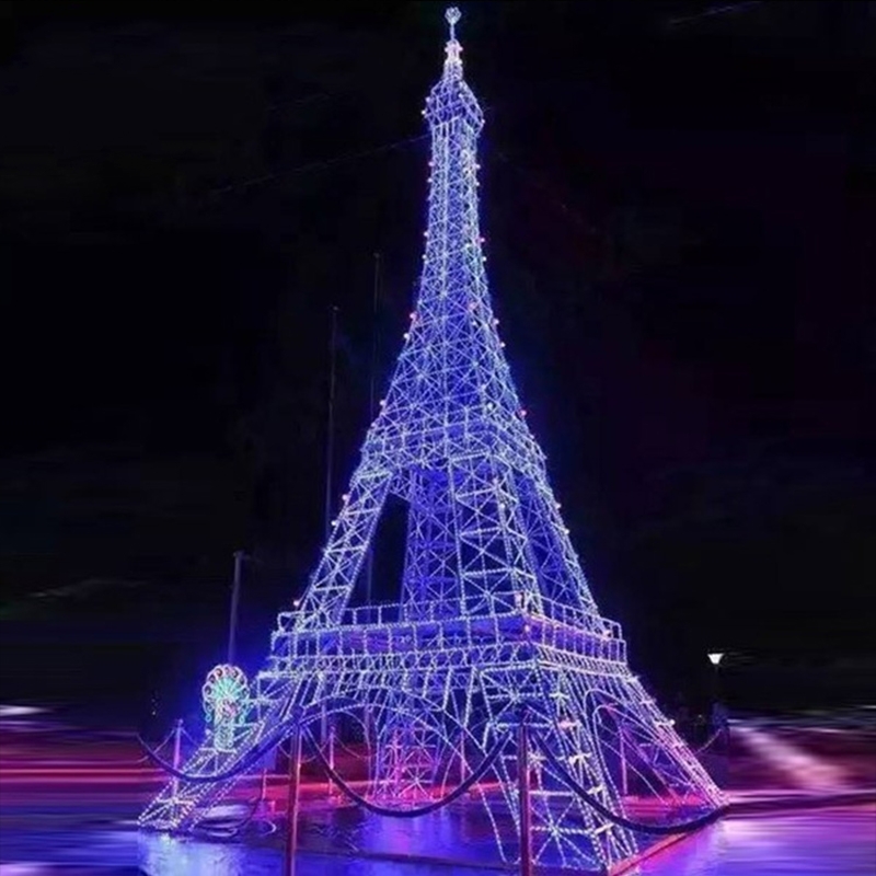 2023 New Products Outdoor Wedding Christmas Wholesale New Year 3D Pole Eiffel Tower LED Sculpture Decorative Rope Motif Lights