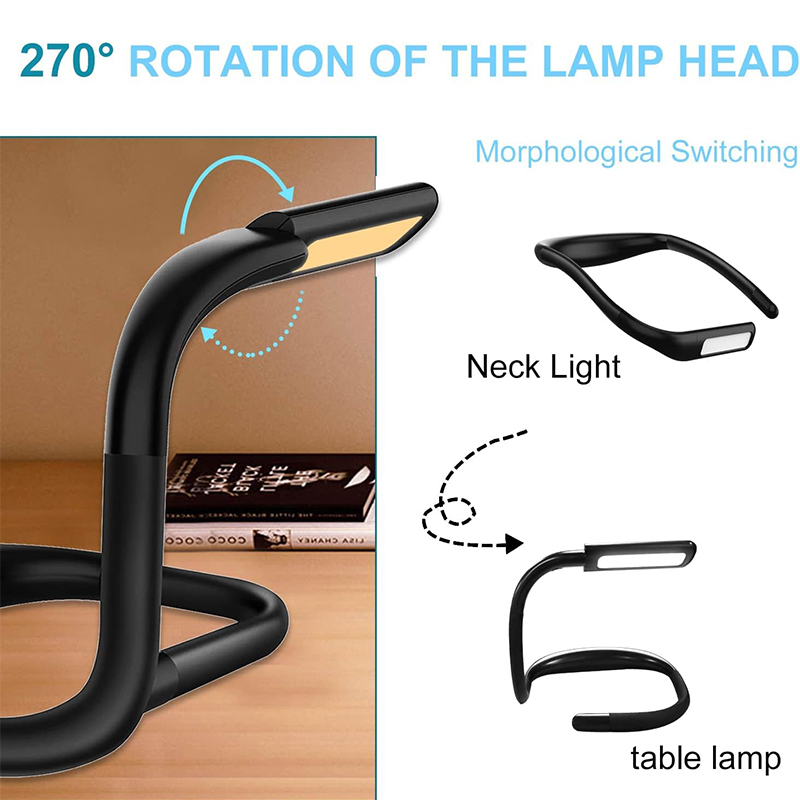 Adjustable Brightness LED Desk Lamp with 3 Color Options Modern Design High Beam Flashlight Lighting Book & Bed Reading Light