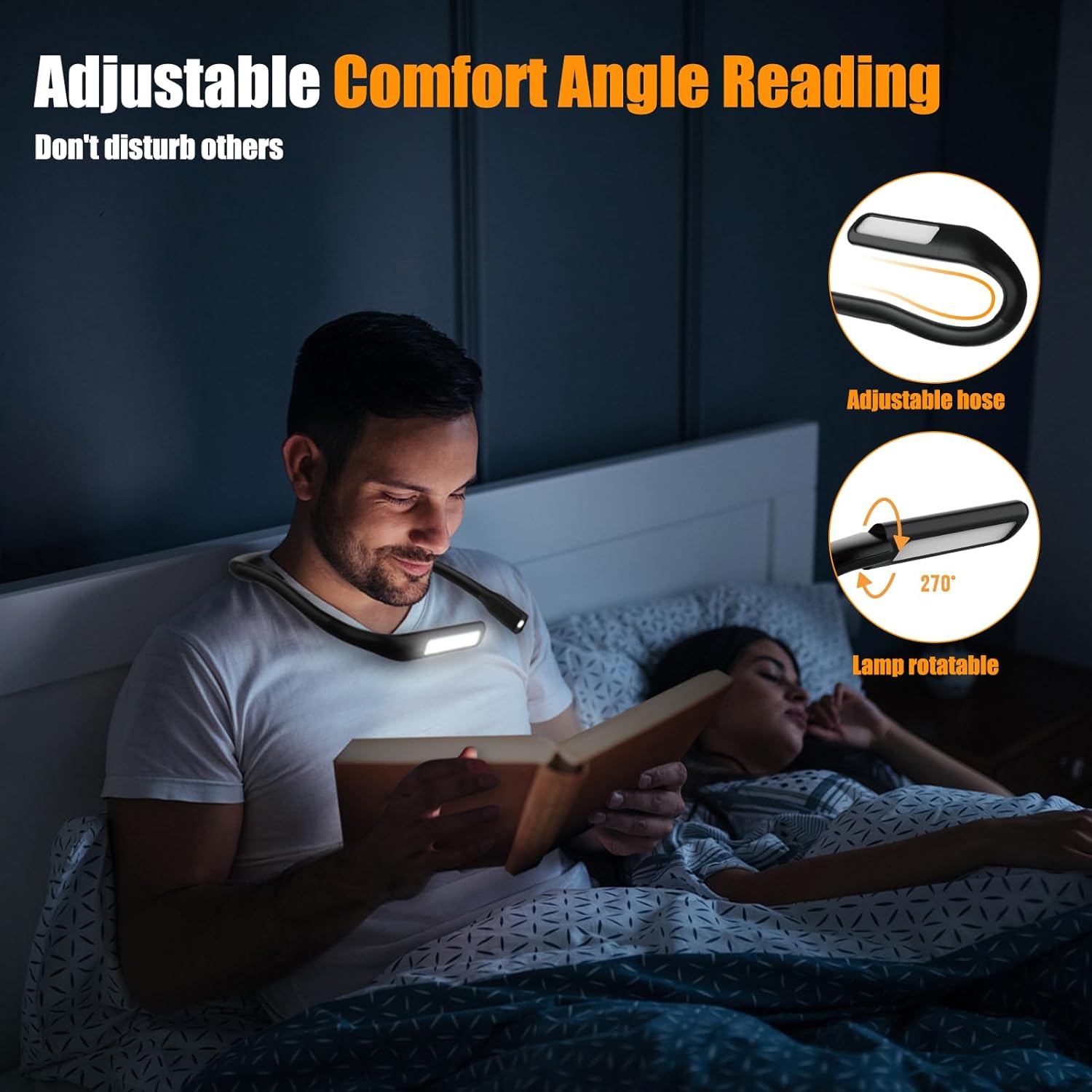 Adjustable Brightness LED Desk Lamp with 3 Color Options Modern Design High Beam Flashlight Lighting Book & Bed Reading Light