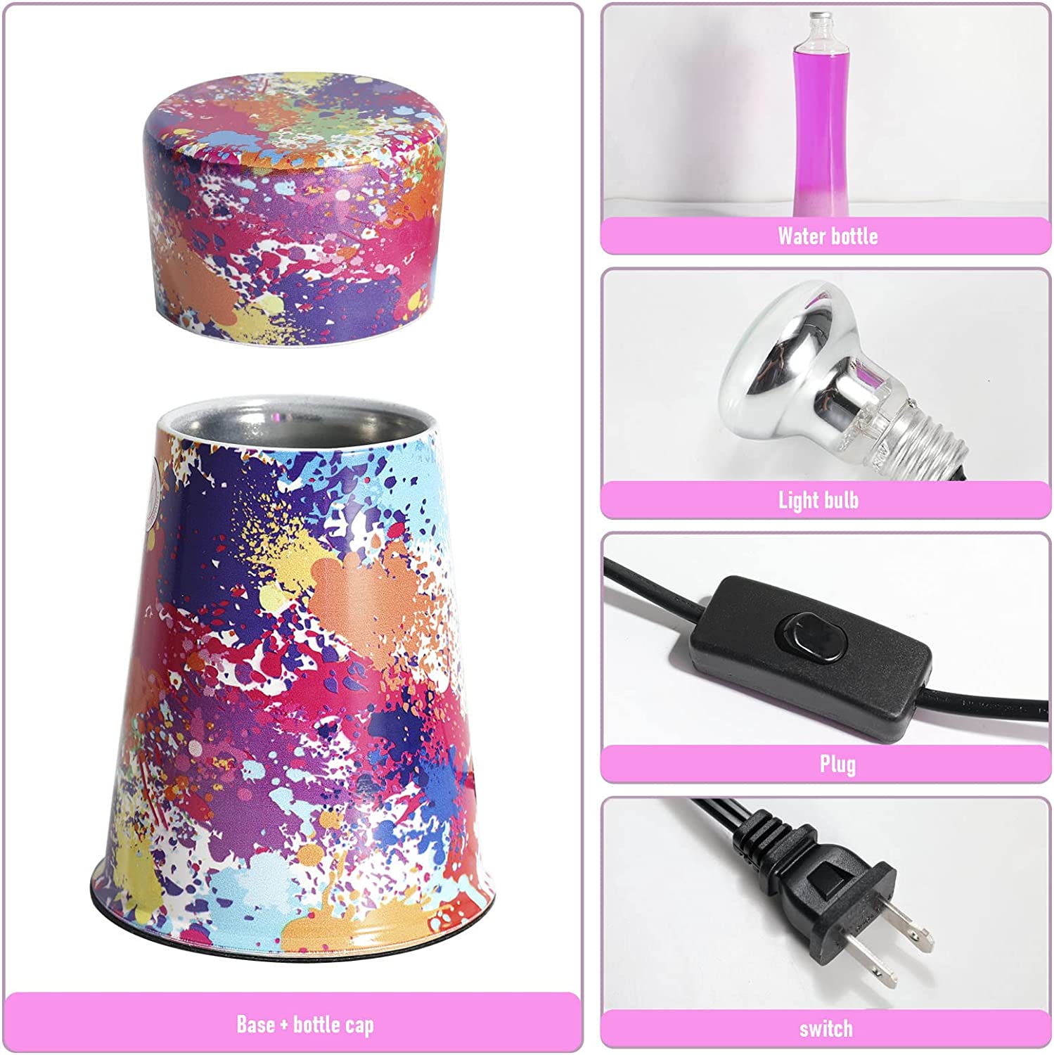 Indoor Decor Gift Flower Base pink Water Wax pink LED Lava Lamp LAV1400picture2