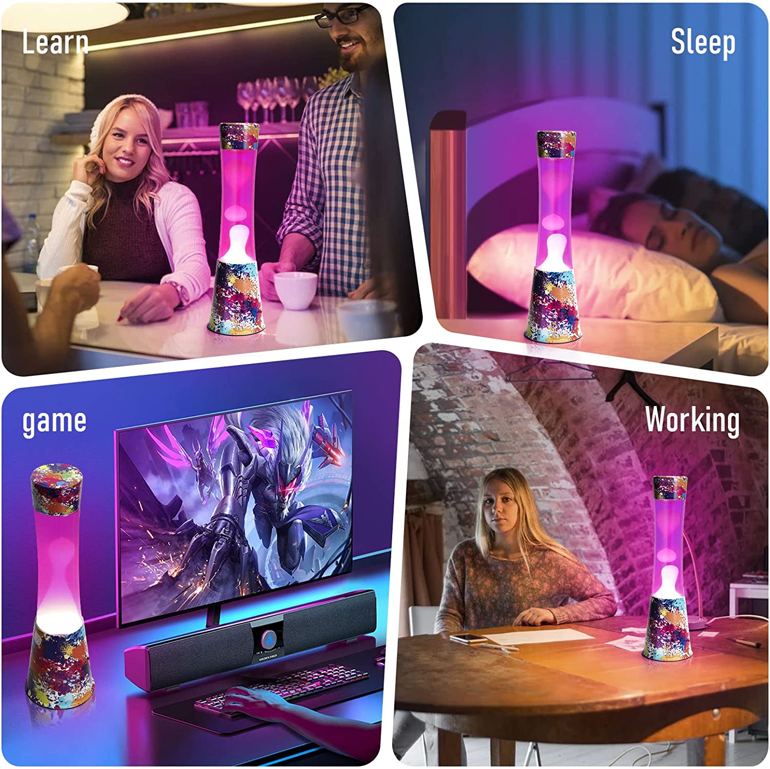 Indoor Decor Gift Flower Base pink Water Wax pink LED Lava Lamp LAV1400picture6