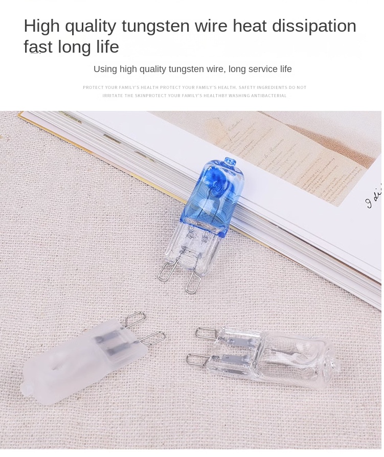 G9 Halogen Lamp Bead 220V 25W 40W 60W Pin Frosted Light Source Oven Bulb Explosion-Proof High Temperature 500 Glass Material