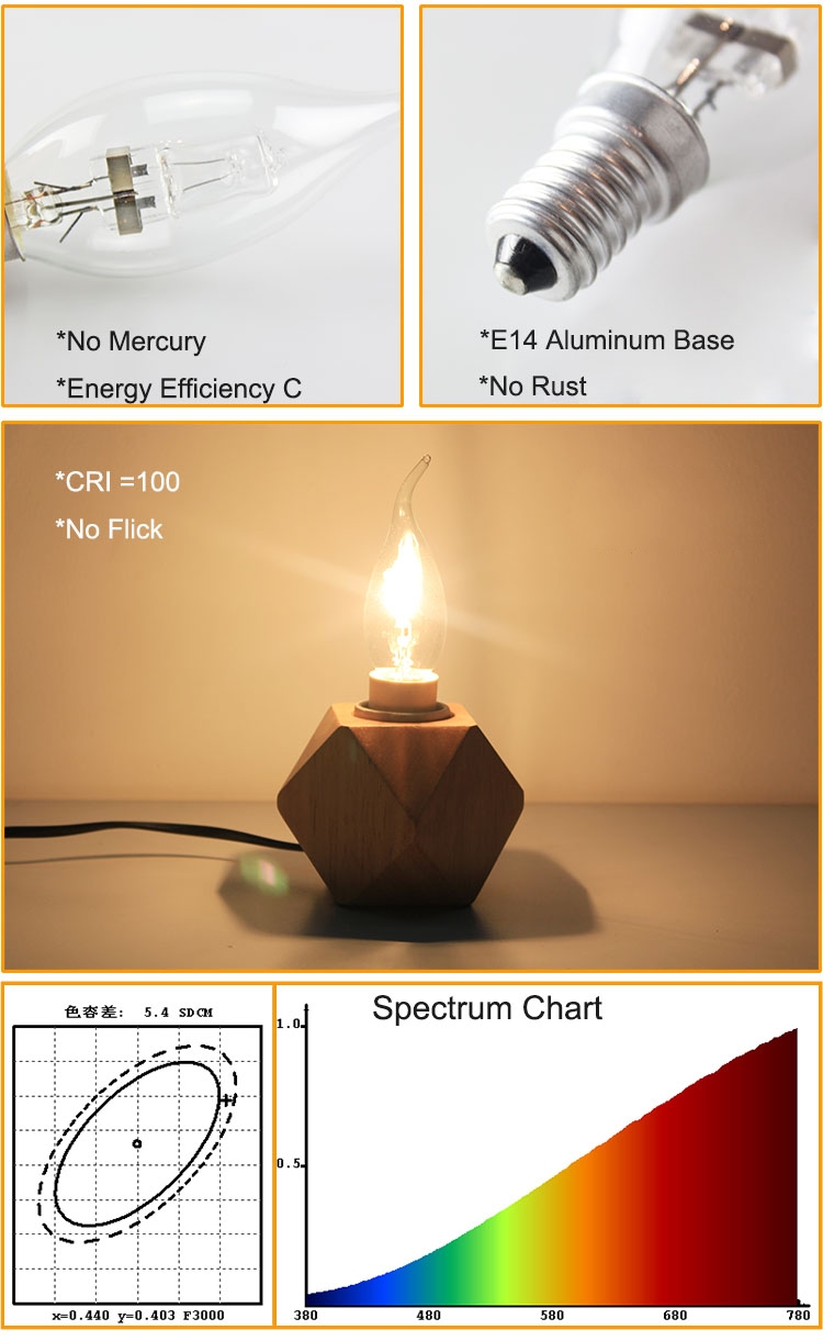 Halogen Bulb Candle C35 CAL35 Flame Tail E14 E27 B22 Clear Frosted 18W 28W 42W 110V 220V Dimmable Mini Chandelier Lamp , HAL-C35