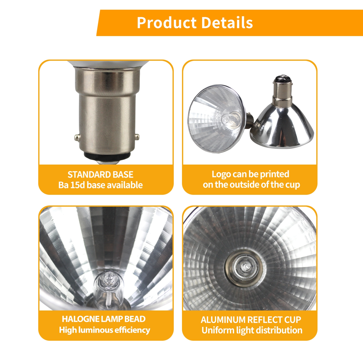 Factory Price 12V 20W 35W 50W AR56 Dimmable BA15D Halogen Bulb for Residential Lighting Warm White Light Halogen Lamp, HAL-AR