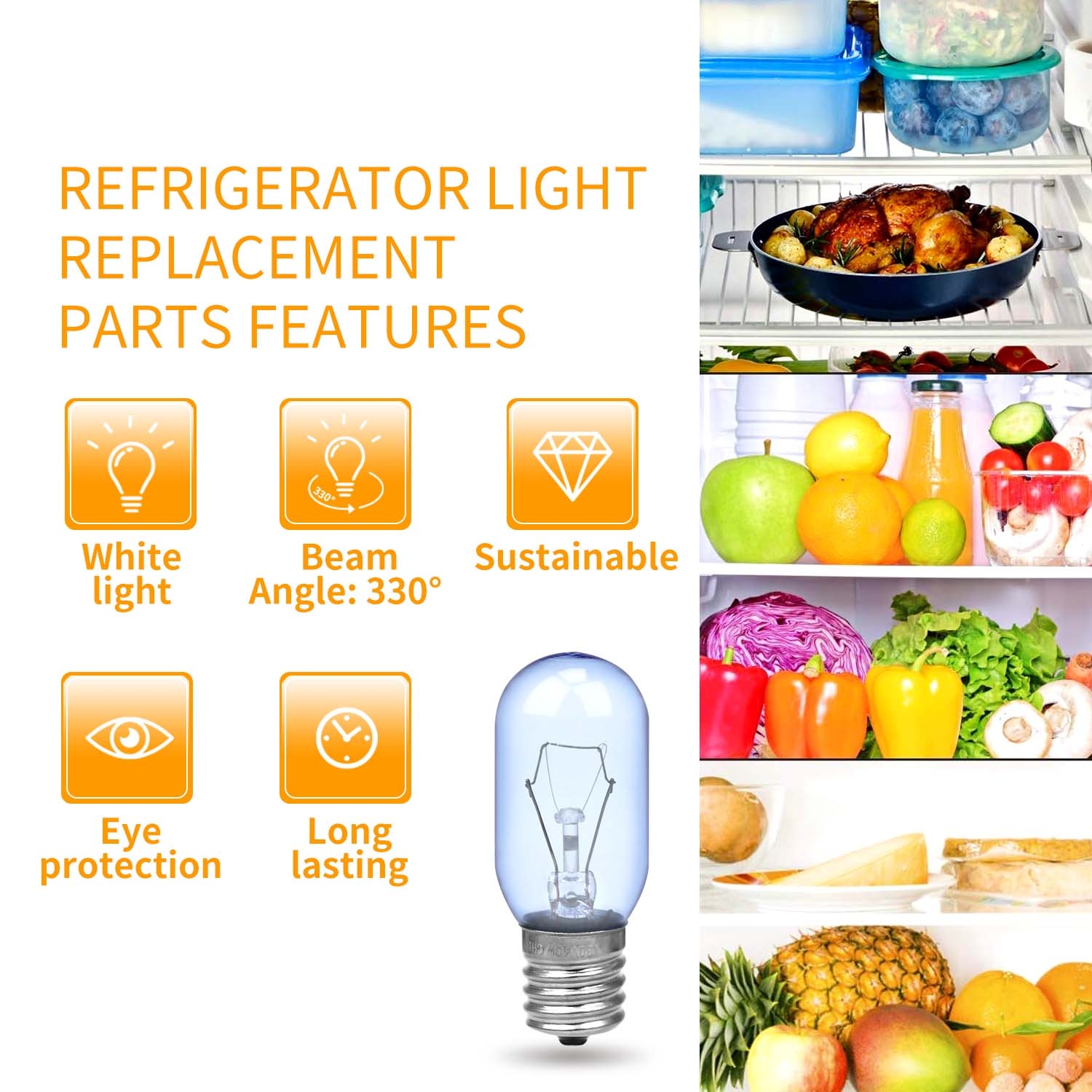 Refrigerator Incandescent Bulb 25*65MM 110v 130v 25W 40W E17 T8 Tubular Lamp INC500picture5