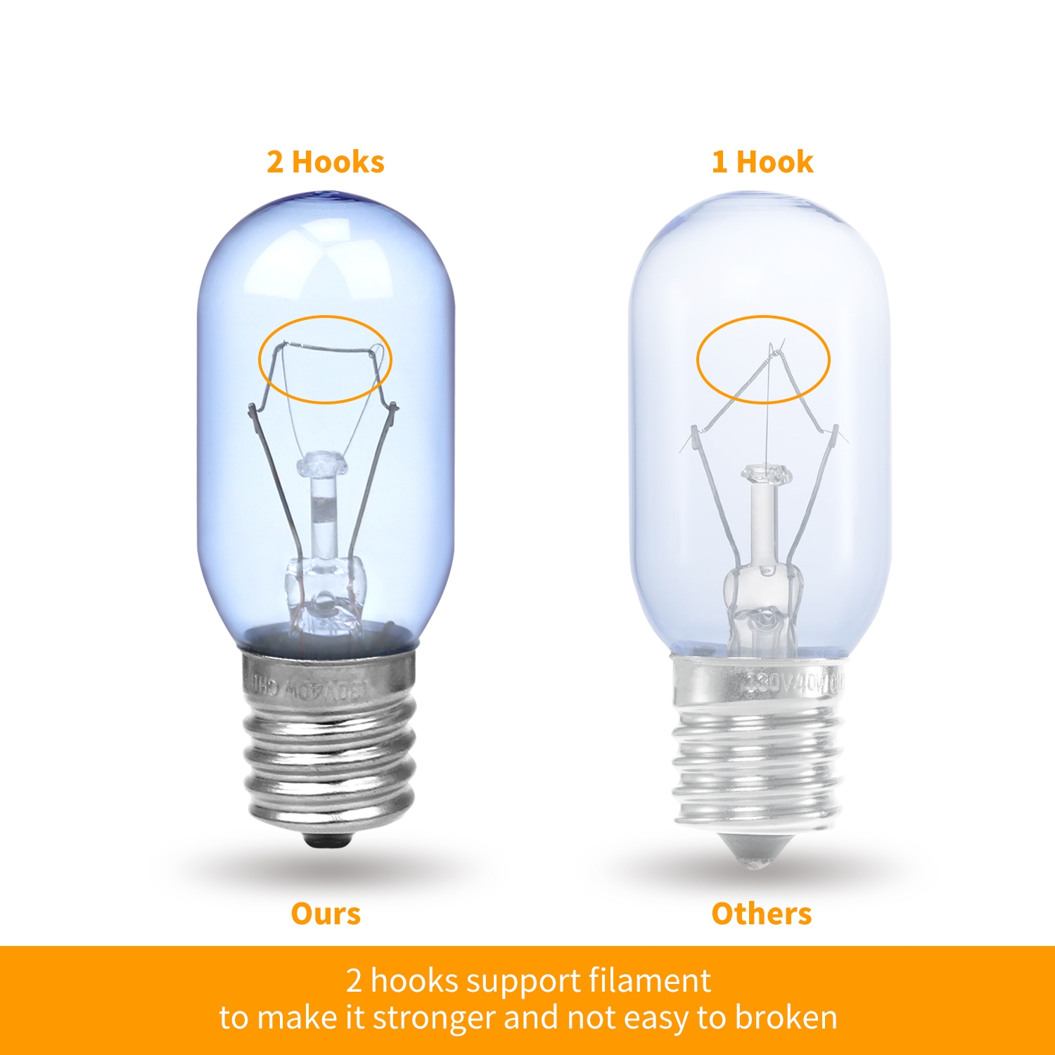 OEM Available Refrigerator Incandescent Bulb 25*65MM 110v 130v 25W 40W E17 T8 Tubular Lamp Incandescent Lamp Bulb for Fridge