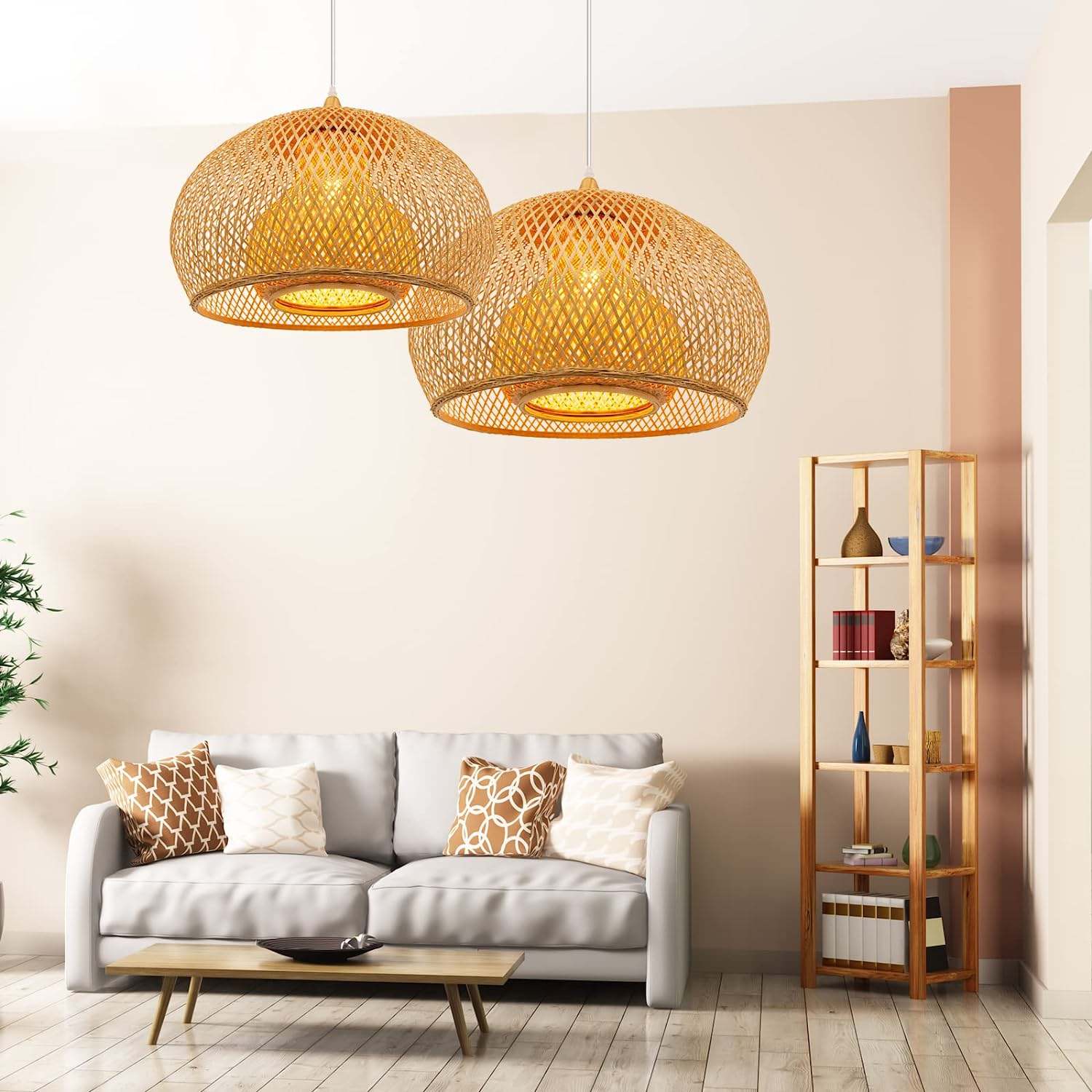 Handmade Rattan Hang Light Chinese Style Lantern Woven Bamboo Pendant Lamp CNS100picture3