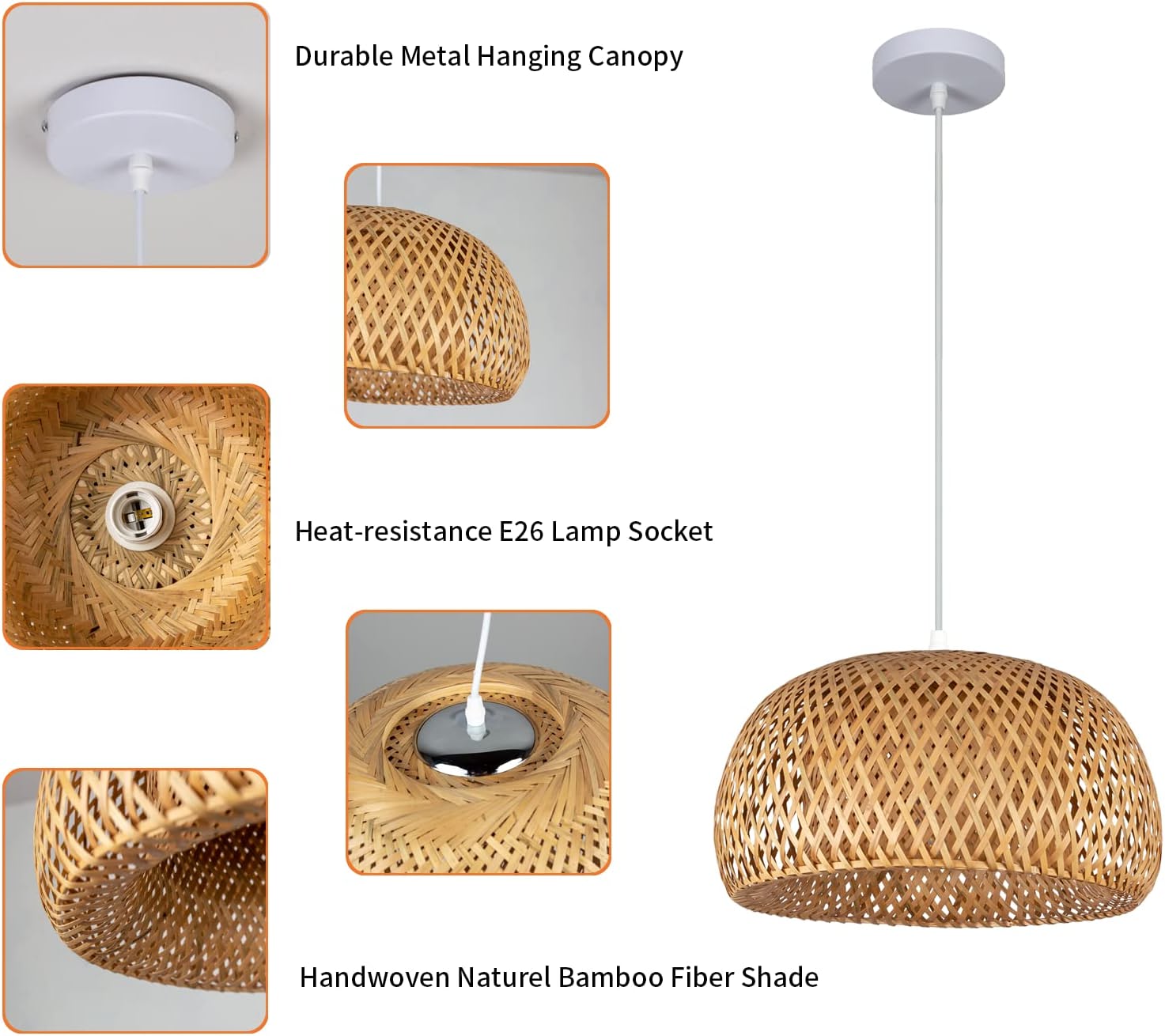 Handmade Rattan Hang Light Chinese Style Lantern Woven Bamboo Pendant Lamp CNS100picture5