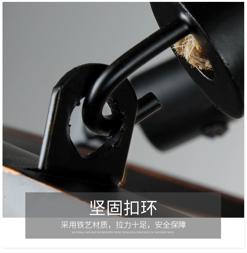 Nostalgic Restaurant Clothing Shop Hemp Rope Ceiling Light Black Iron Indoor Chandelier E27 Ceiling Lamp Country Rustic Style
