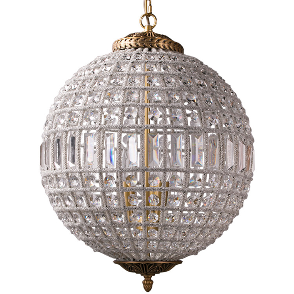 European Vintage Court Modern Luxury K9 LED Glass Ceiling Pendant Light Iron Hotel Crystal Ball Lamp Lighting Chandelier