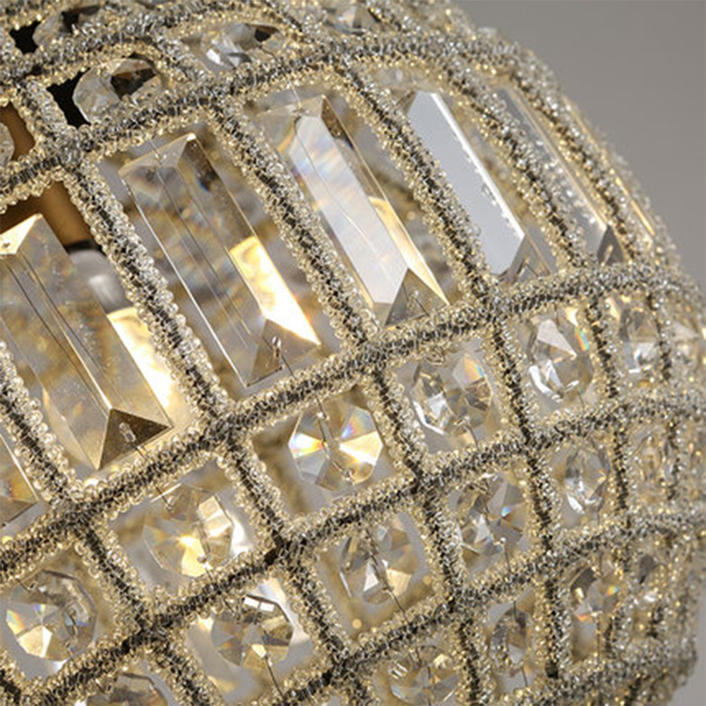 European Vintage Court Modern Luxury K9 LED Glass Ceiling Pendant Light Iron Hotel Crystal Ball Lamp Lighting Chandelier