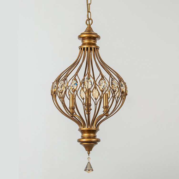 New Decoration Chandelier Latest European Style Iron and Crystal LED Pendant Lighting Lamp