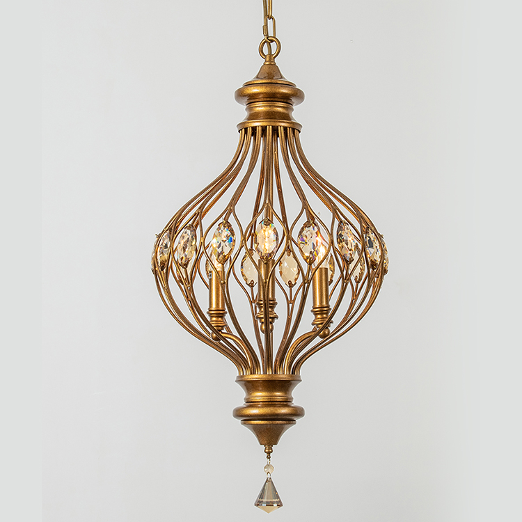 New Decoration Chandelier Latest European Style Iron and Crystal LED Pendant Lighting Lamp