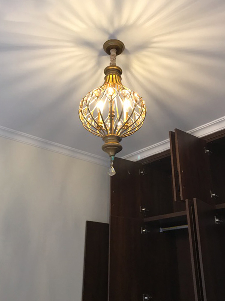 New Decoration Chandelier Latest European Style Iron and Crystal LED Pendant Lighting Lamp