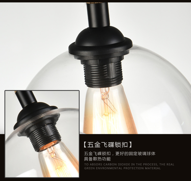 Simple North American Style Rural Retro bar Counter Loft Light Restaurant Hemp Rope Glass Ball Chandelier