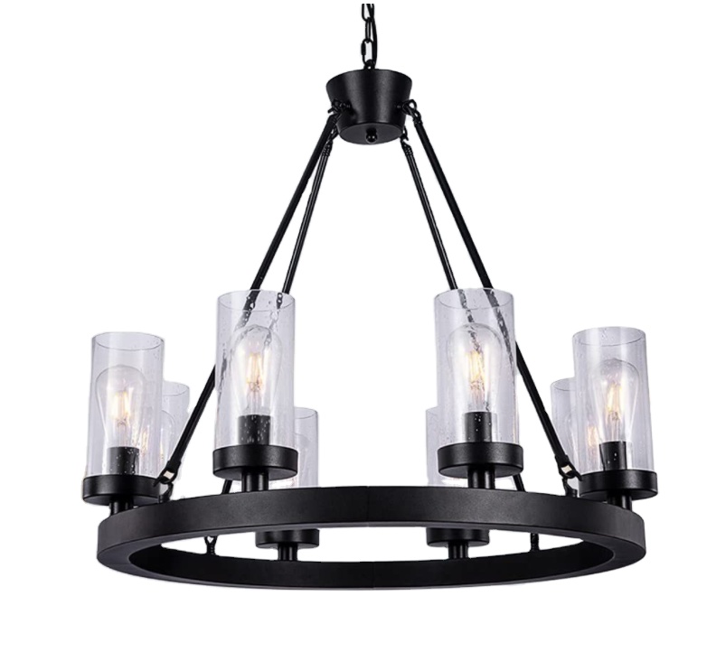 American Style Village Farmhouse Wind Wheel Type Retro Black Chandelier NAS600picture2