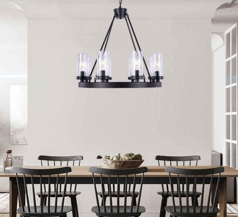 American Style Village Farmhouse Wind Wheel Type Retro Black Chandelier NAS600picture4