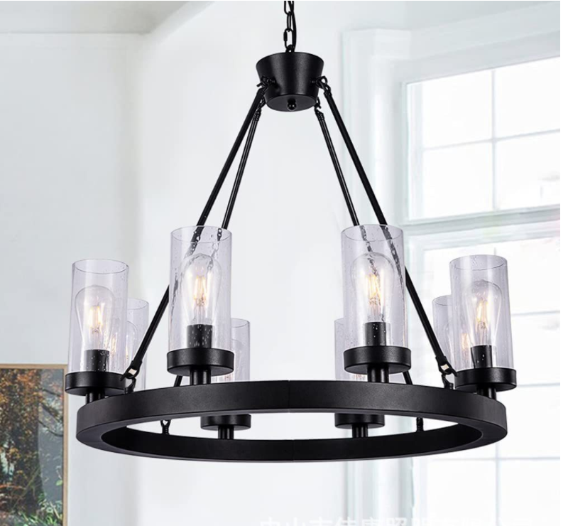 American Style Village Farmhouse Wind Wheel Type Retro Black Chandelier NAS600picture6