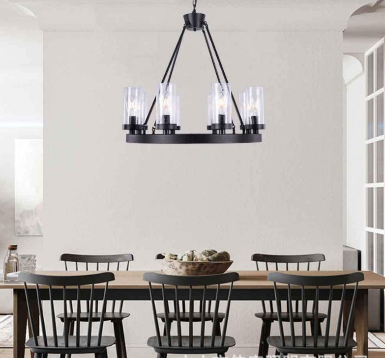 Wholesale American Style Village Farmhouse Wind Wheel Type Retro Black Chandelier Industrial Style Iron Pendant Light
