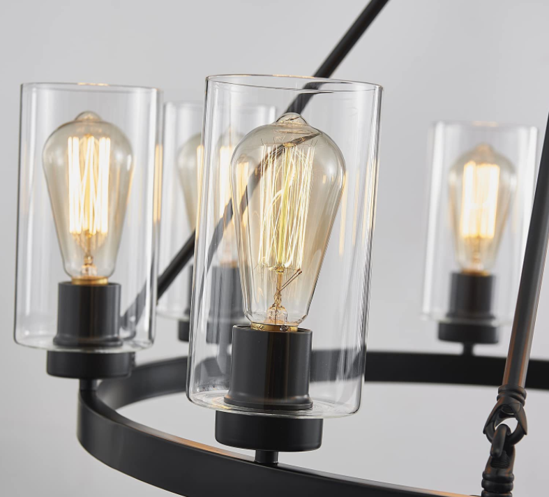 Wholesale American Style Village Farmhouse Wind Wheel Type Retro Black Chandelier Industrial Style Iron Pendant Light