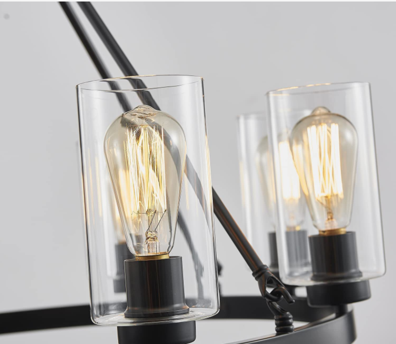 Wholesale American Style Village Farmhouse Wind Wheel Type Retro Black Chandelier Industrial Style Iron Pendant Light