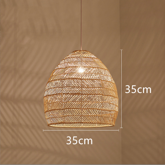 Japanese Pastoral Style Hand Woven Rattan Decorative Hanging Light Small Drop Light JPS500picture2