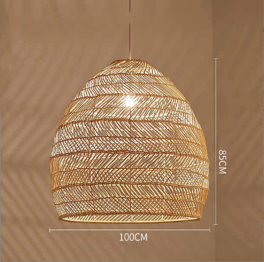 Japanese Pastoral Style Hand Woven Rattan Decorative Hanging Light Small Drop Light JPS500picture4