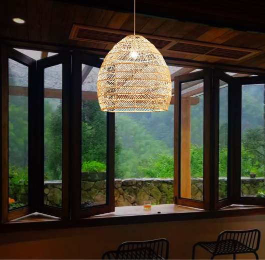 Japanese Pastoral Style Hand Woven Rattan Decorative Hanging Light Small Drop Light JPS500picture6