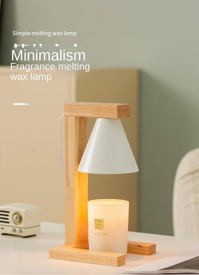 Japanese Style Simple Log Design Electric Melt Wax Candle Holder Non-Fire Aroma Lamp Temperature Adjustment Nightlight Table