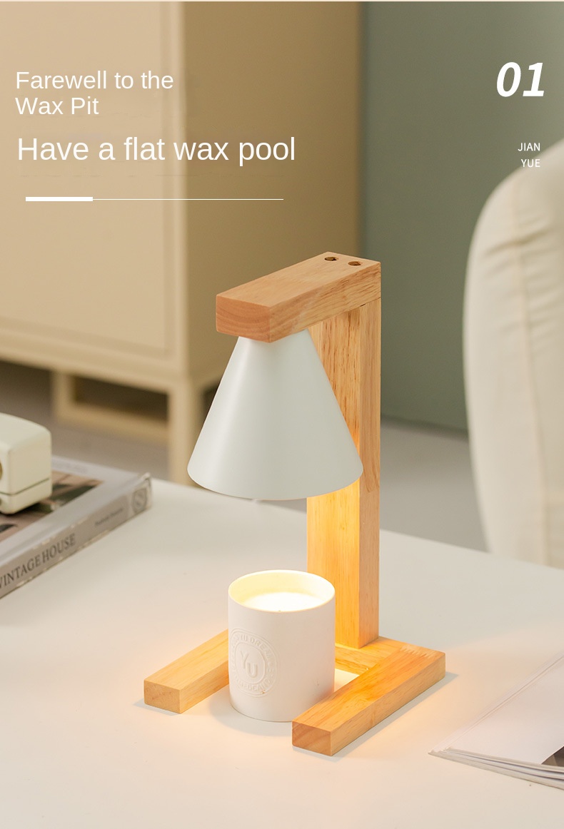 Japanese Style Simple Log Design Electric Melt Wax Candle Holder Non-Fire Aroma Lamp Temperature Adjustment Nightlight Table