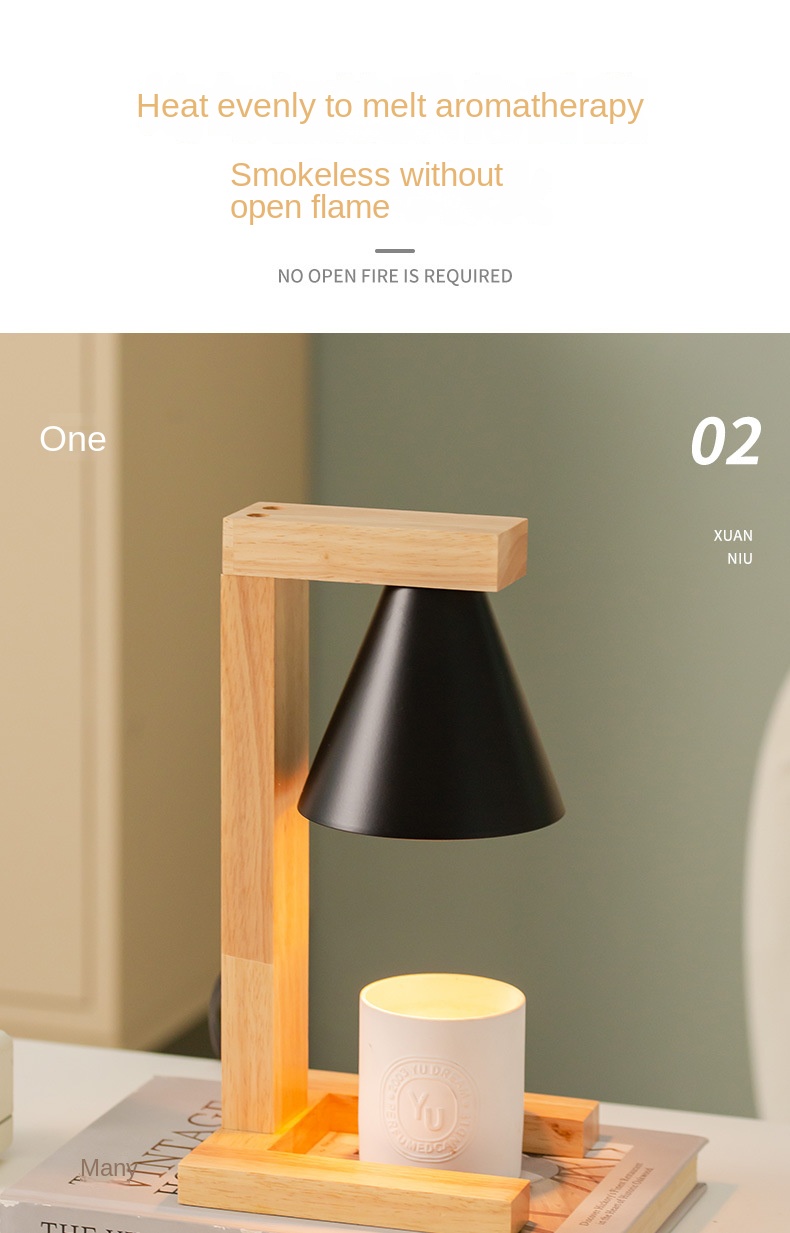 Japanese Style Simple Log Design Electric Melt Wax Candle Holder Non-Fire Aroma Lamp Temperature Adjustment Nightlight Table