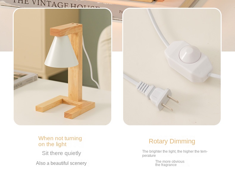 Japanese Style Simple Log Design Electric Melt Wax Candle Holder Non-Fire Aroma Lamp Temperature Adjustment Nightlight Table