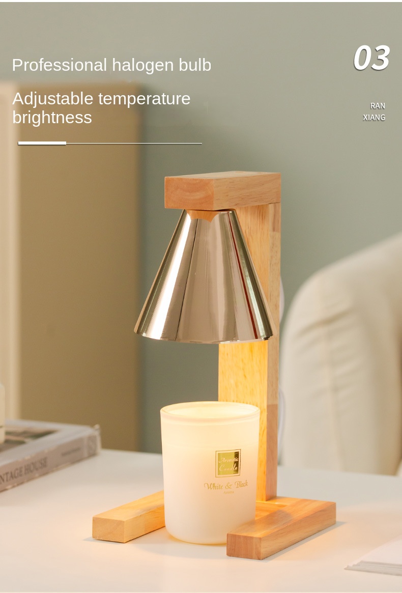 Japanese Style Simple Log Design Electric Melt Wax Candle Holder Non-Fire Aroma Lamp Temperature Adjustment Nightlight Table
