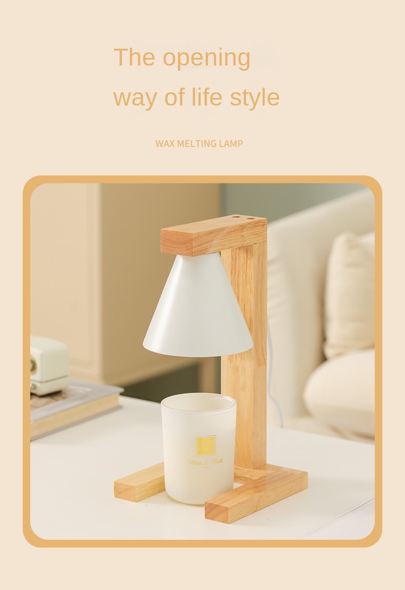 Japanese Style Simple Log Design Electric Melt Wax Candle Holder Non-Fire Aroma Lamp Temperature Adjustment Nightlight Table