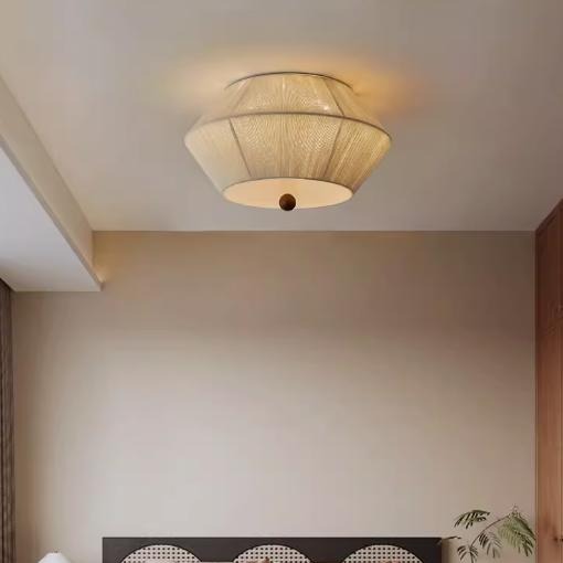 Japanese Solid Wood Antique Woven Paper Rope Ceiling Lamp JPS800picture2