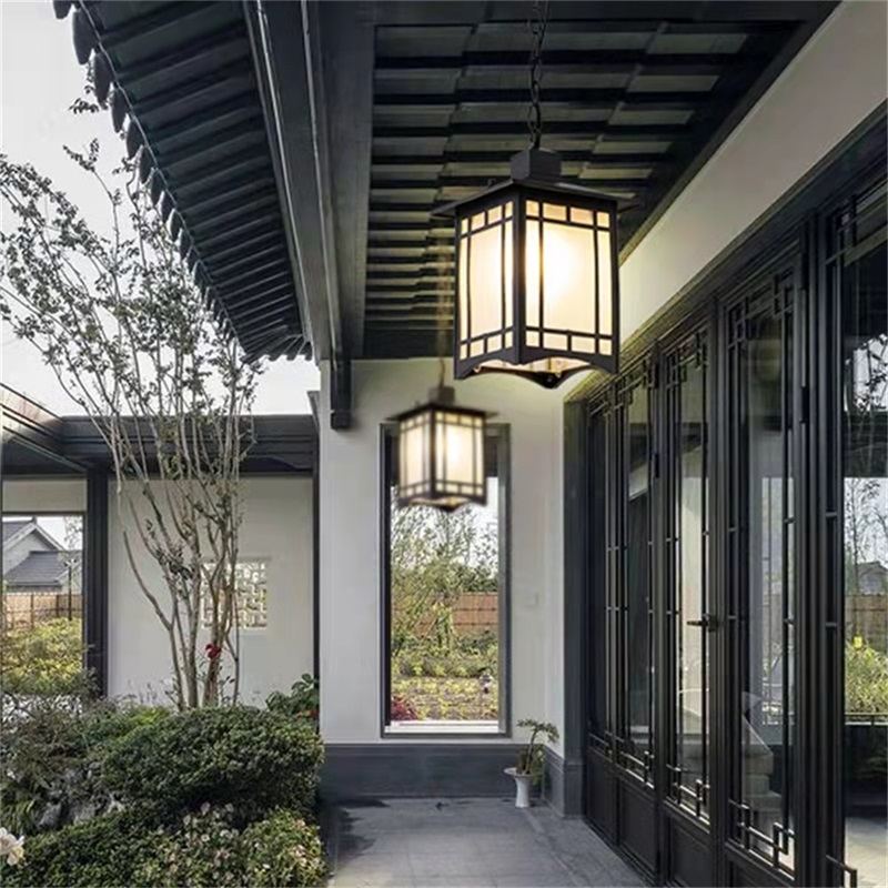 Classical LED Chandelier Lamps Waterproof for Lawn Garden Corridor Decoration Outdoor Pendant Light