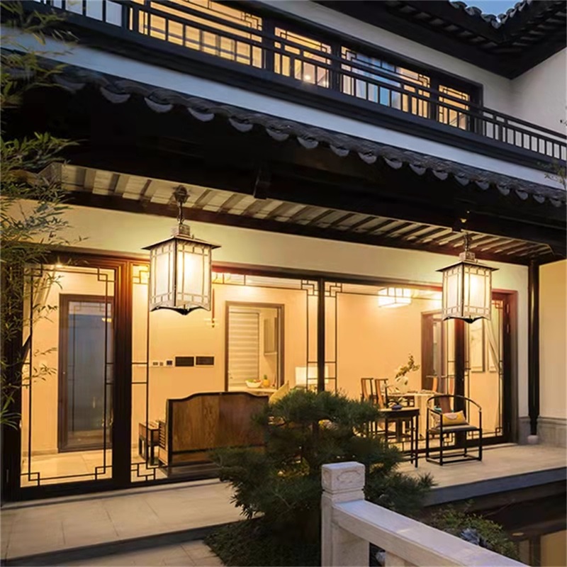 Classical LED Chandelier Lamps Waterproof for Lawn Garden Corridor Decoration Outdoor Pendant Light