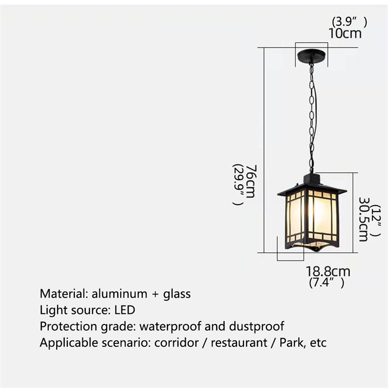 Classical LED Chandelier Lamps Waterproof for Lawn Garden Corridor Decoration Outdoor Pendant Light