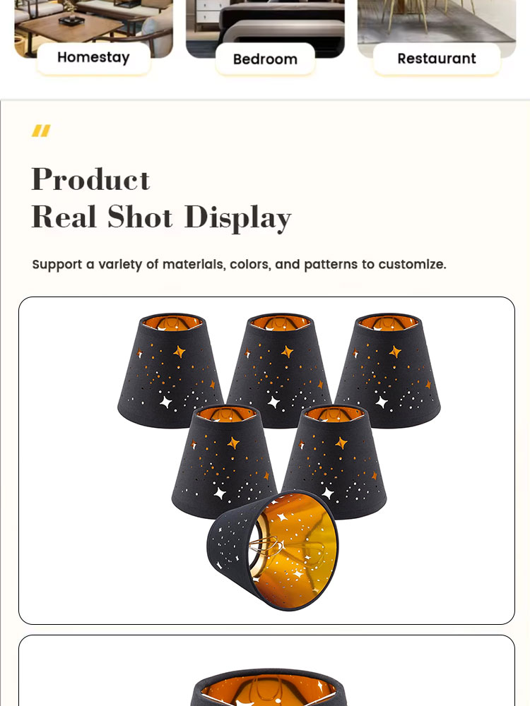 Lamp Shade Factory Pendant Lamp Shade Fabric Lampshade Carving Shell Cover Hollow Pattern Wall Lamp Decoration Accessories