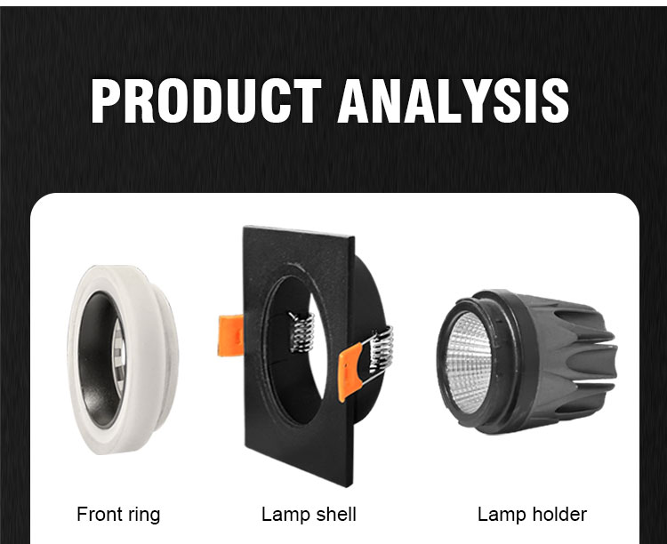 Modern Acrylic LED Embedded Spotlight with f<i></i>rame Lamp Housing for Indoor Light Covers
