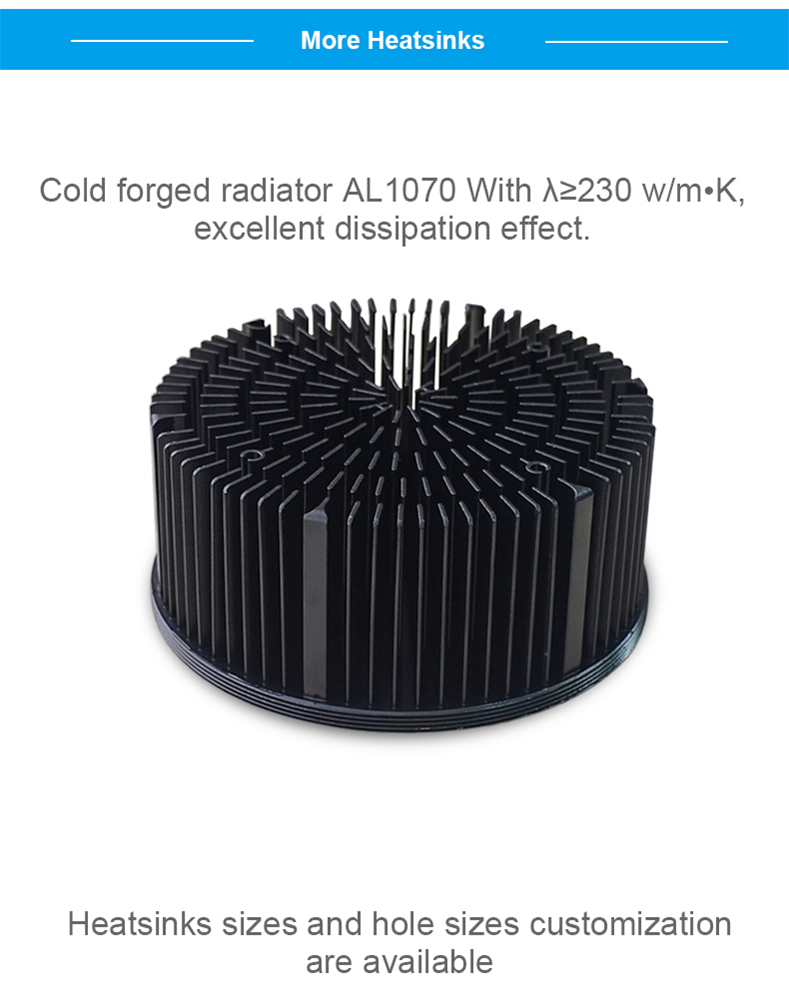 Custom Led High Power Cob Led Light Round Amplifier Heatsink Big Black Aluminum Heat Sink for Led