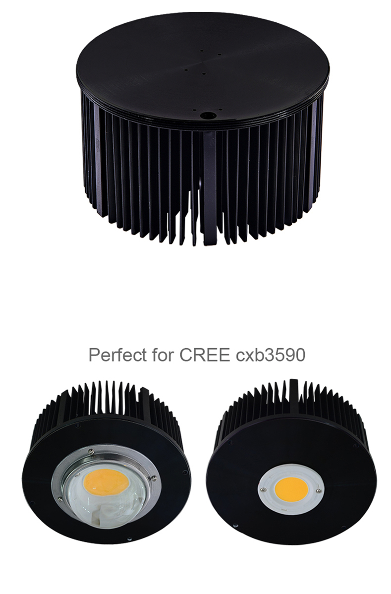 Custom Led High Power Cob Led Light Round Amplifier Heatsink Big Black Aluminum Heat Sink for Led