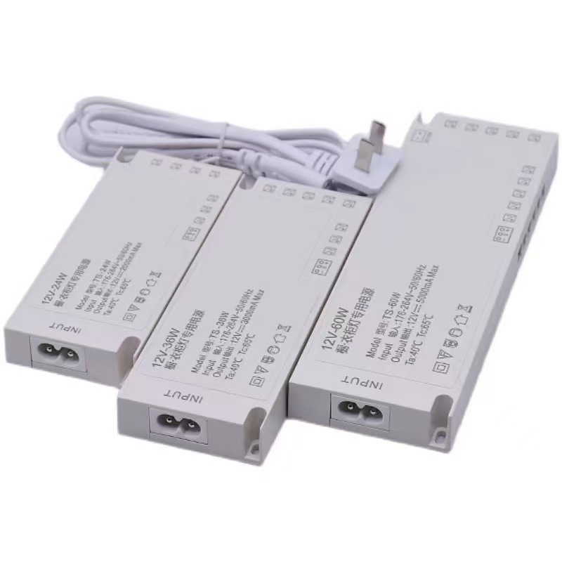 12V/24V Constant Voltage LED Cabinet Light Power Supply Driver (24W, 36W, 60W, 100W)