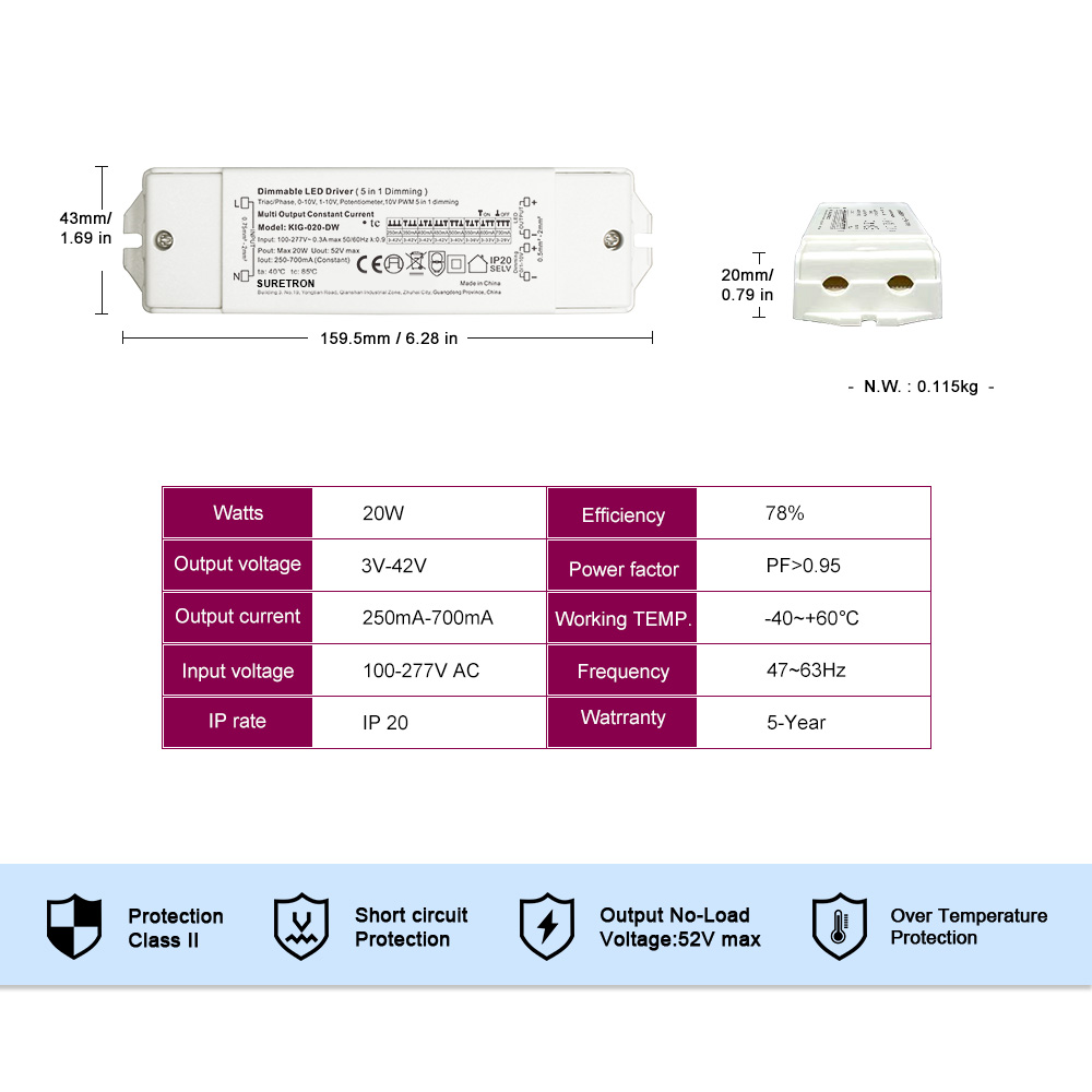 250ma 350ma 500ma 600ma 700ma Triac 0-10v Dimmable LED Driverpicture2